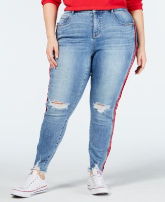 side stripe jeans plus size