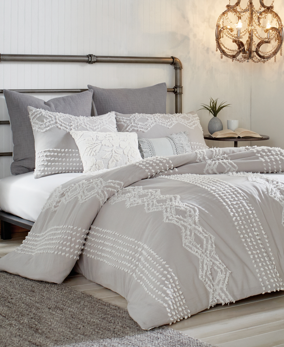 Peri Home Cut Geo 3-pc. King Comforter Set Bedding In Grey