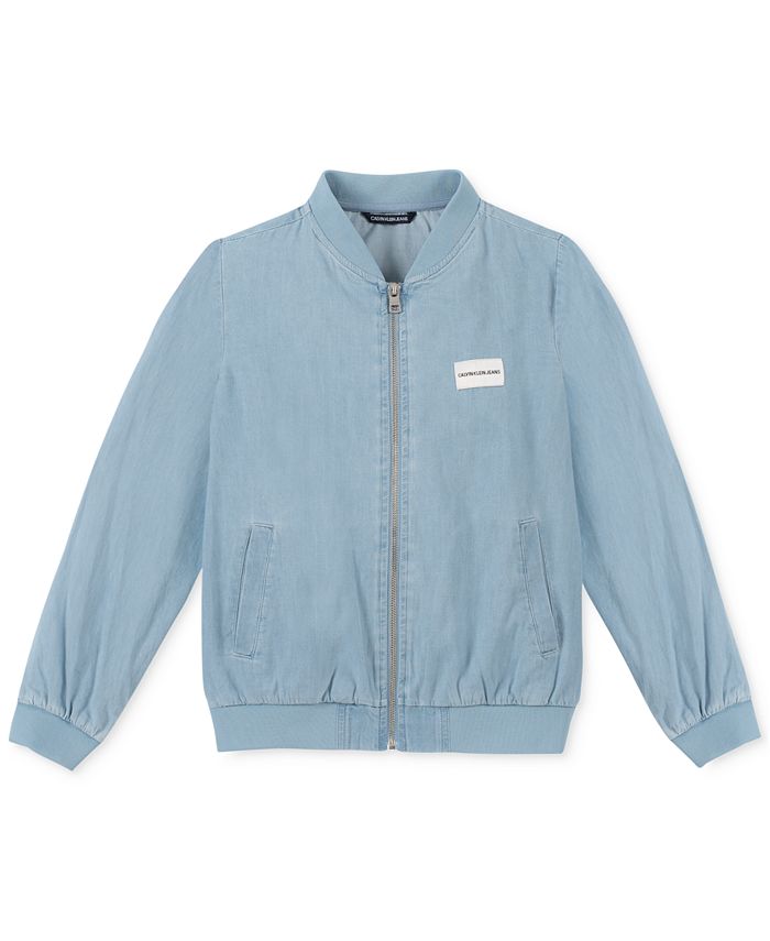 Calvin Klein Big Girls Cotton Chambray Bomber Jacket Macy s