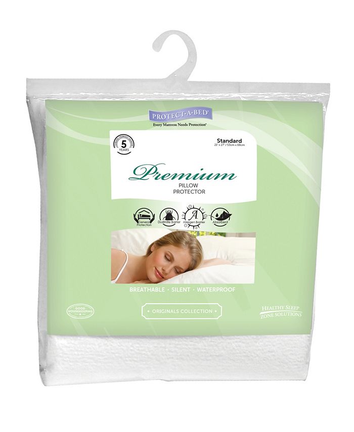 Protect-A-Bed Standard Premium Cotton Terry Waterproof Pillow Protector ...