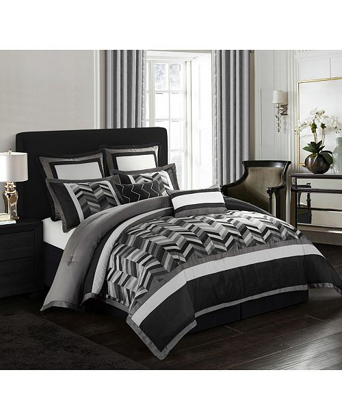 Nanshing Alex 8 Piece Comforter Set Black Gray California King Reviews Home Macy S