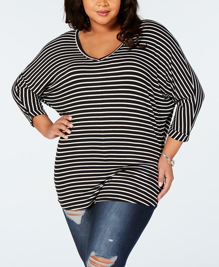 Celebrity Pink Trendy Plus Size Striped T-Shirt, Created for Macy's ...