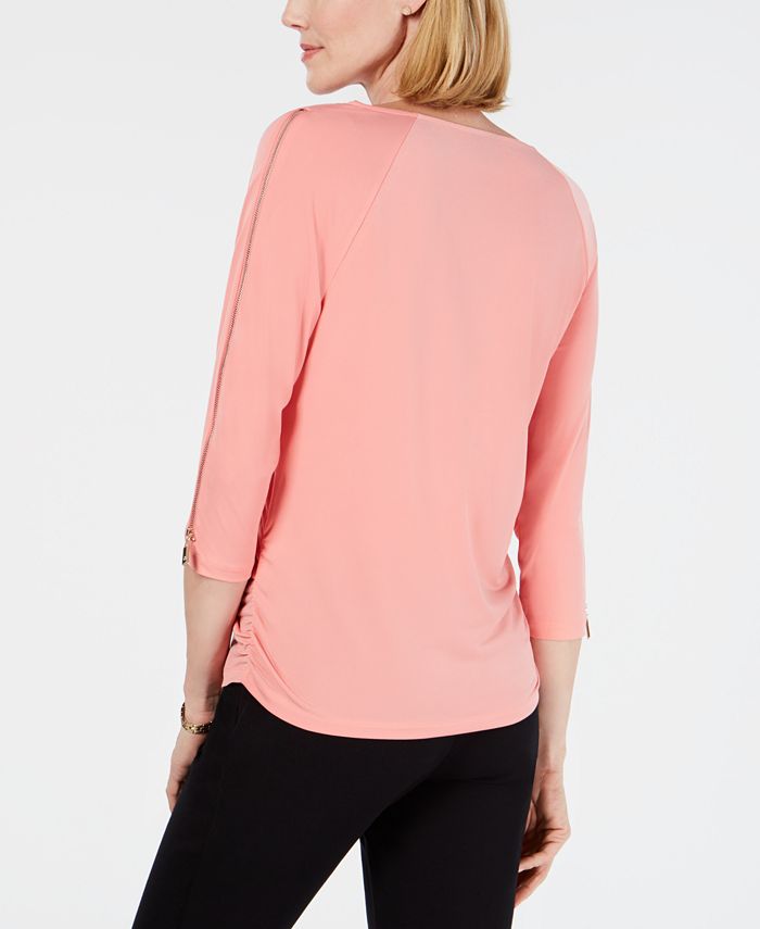 JM Collection Sleeveless Zip Top main image 1