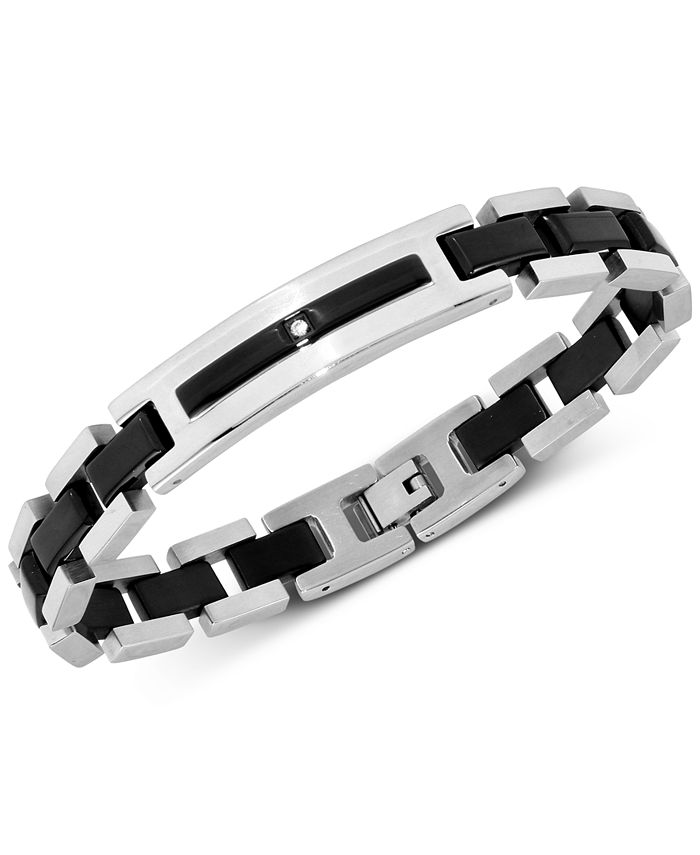 Macy's Men's Cubic Zirconia ID Bracelet in Black IonPlated Stainless