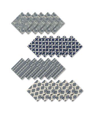 Elrene - Assorted Blue Print Cotton Napkins, Set of 24