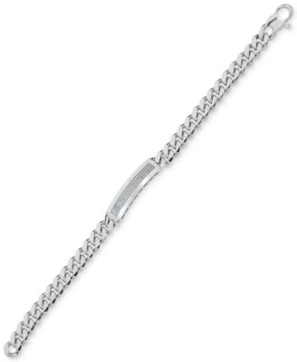 Men's Diamond (1/2 ct. t.w.) ID Bracelet in Sterling Silver (Also in 14k  Gold Over Silver)