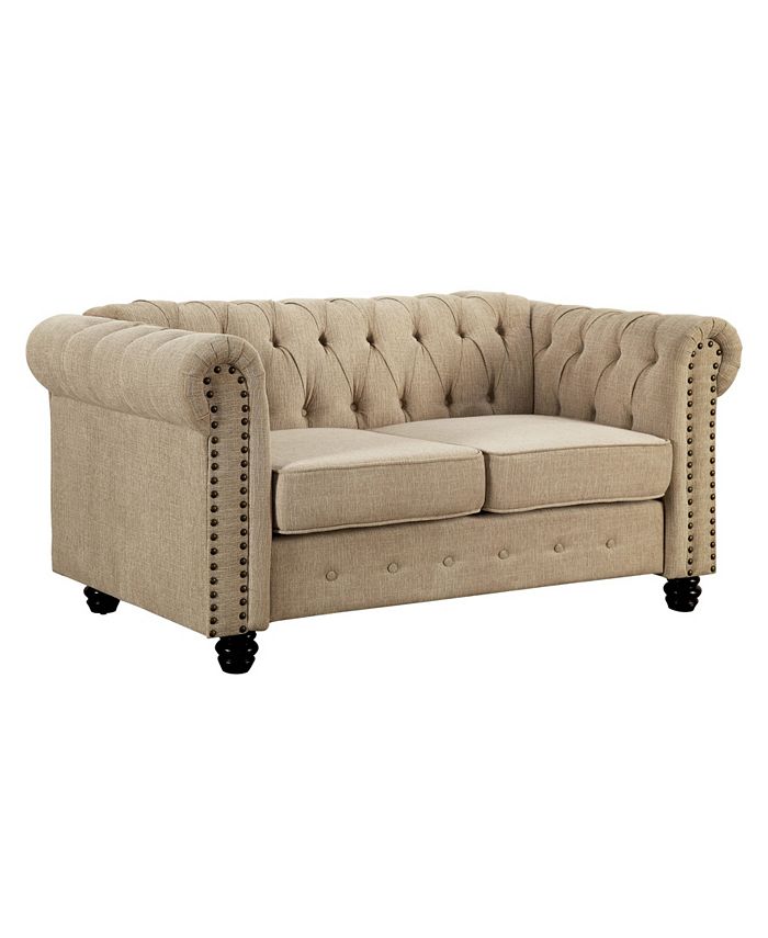 Furniture of America Gabby Traditional Linen Loveseat - Macy's