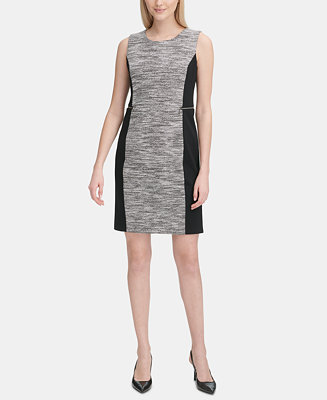 Calvin Klein Tweed Side-Trim Tweed Sheath Dress - Macy's
