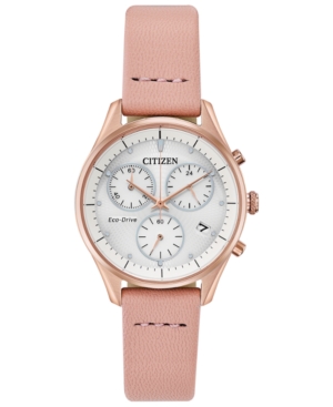 image of Citizen Eco-Drive Women-s Chandler Blush Leather Strap Watch 32mm