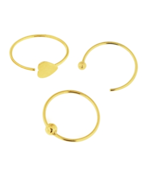 image of Bodifine 10K Gold Set of 3 Nose Hoops