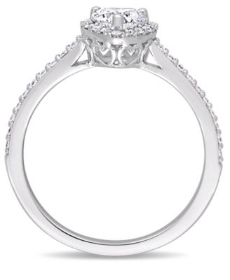 Certified Diamond (3/4 ct. t.w.) Heart and Round-Shape Engagement Ring in 14k White Gold