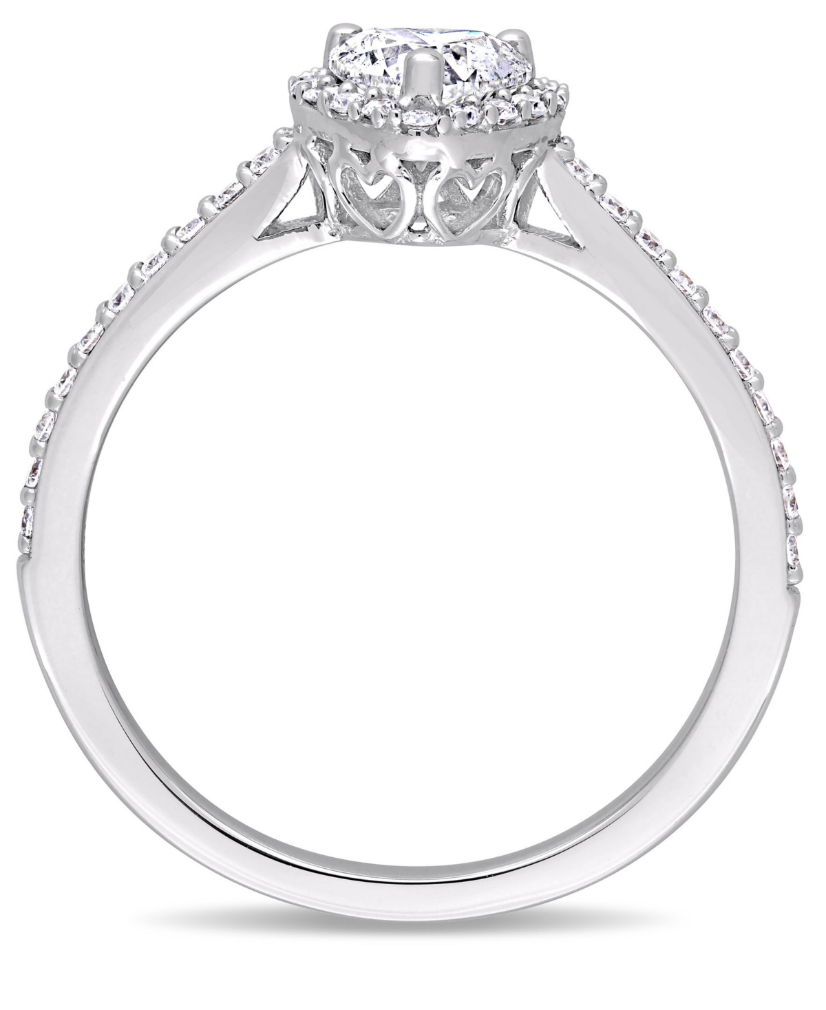 Certified Diamond (3/4 ct. t.w.) Heart and Round-Shape Engagement Ring in 14k- White Gold