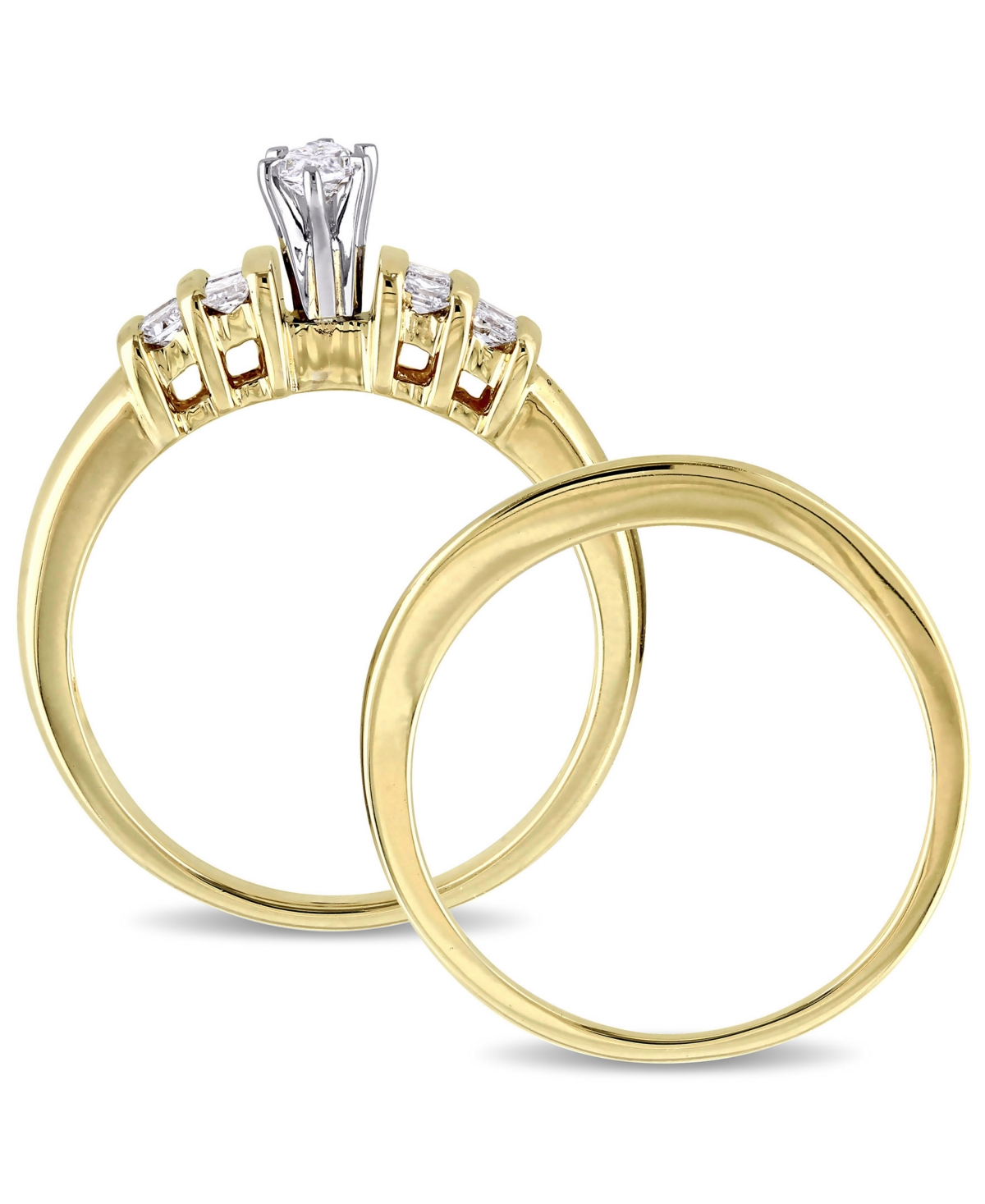 Certified Diamond (1/2 ct. t.w.) Marquise and Princess-Shape Bridal Set in 14k- Yellow Gold