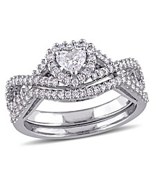 Certified Diamond (3/4 ct. t.w.) Heart-Shape Infinity Bridal Set in 14k White Gold