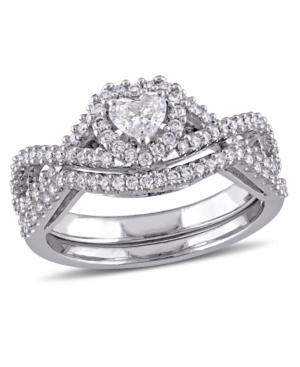 image of Certified Diamond (3/4 ct. t.w.) Heart-Shape Infinity Bridal Set in 14k White Gold