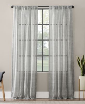 Textured Slub Stripe Anti Dust Linen Blend Sheer Curtain Panel