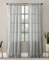 Clean Window Textured Slub Stripe Anti-Dust Linen Blend Sheer Curtain Panel - Gray