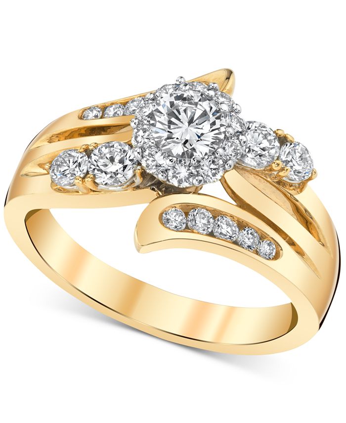 Macy's Diamond (1 ct. t.w.) Engagement Ring in 14k Gold & White Gold ...