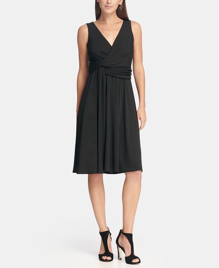 DKNY V-Neck Side Twist Jersey A-Line Dress, Created for Macy's - Macy's
