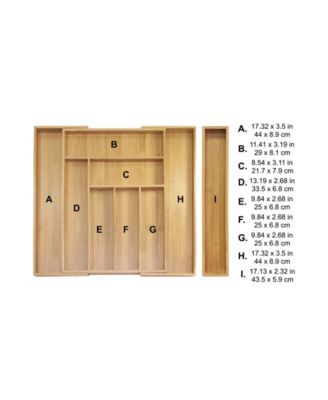 5-Piece Bamboo Expandable Drawer Utensil Organizer Set