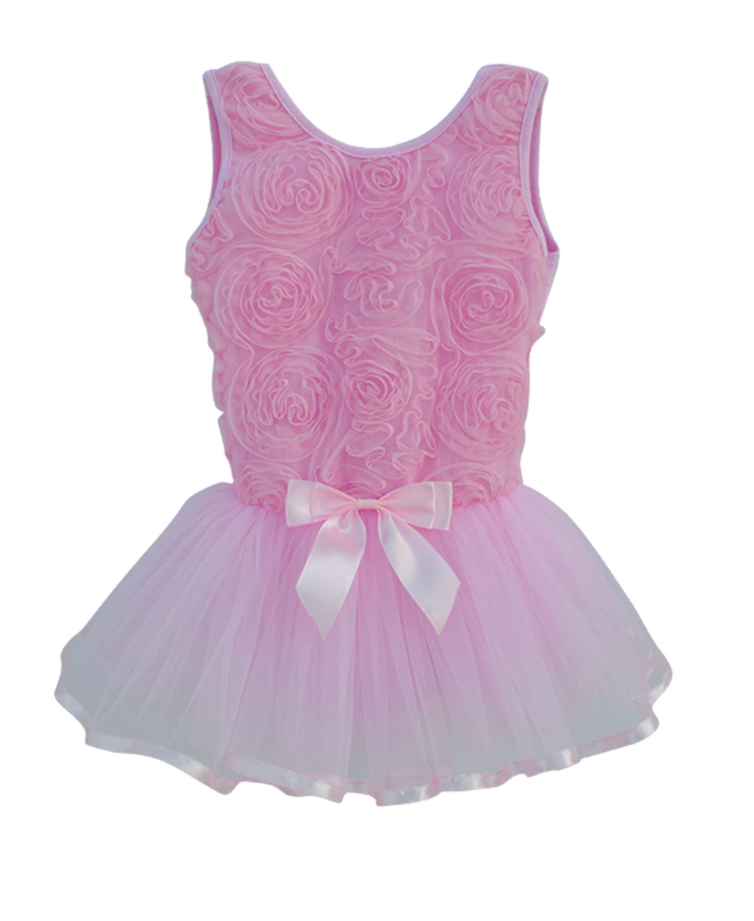 Rose Pattern Dance Ribbon Bow Dress with Tutu