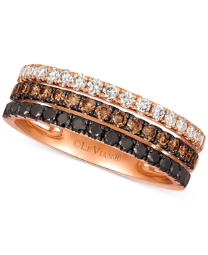image of Le Vian Chocolate Layer Cake Blackberry Diamonds, Chocolate Diamonds & Nude Diamonds Statement Ring (7/8 ct. t.w.) in 14k Rose Gold