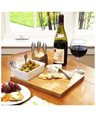 Buxton Bamboo Cheese Board Set with 4 Tools
