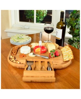 Malvern Deluxe Bamboo Cheese Board with Cracker Rim and 4 Tools
