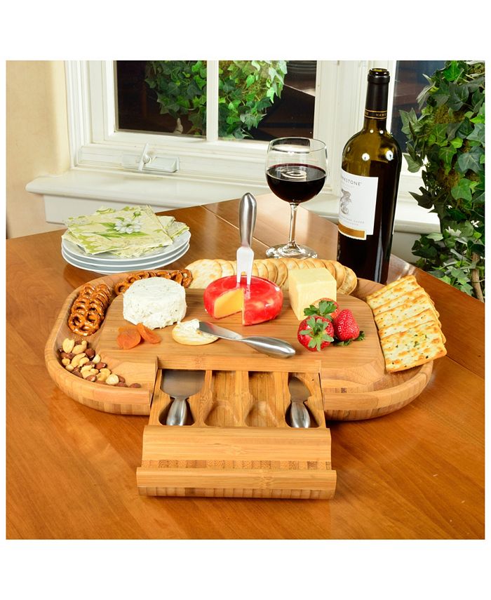 Picnic At Ascot Malvern Deluxe Bamboo Cheese Board with Cracker Rim and