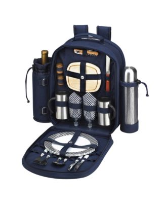 Deluxe 2 Person Picnic, Coffee Backpack Cooler with Wine Pouch