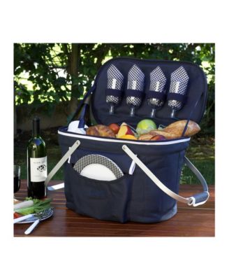Collapsible Picnic Basket Cooler - Equipped with Service For 4