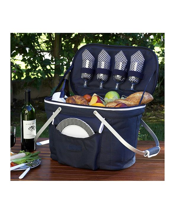 Picnic At Ascot Collapsible Picnic Basket Cooler Equipped with