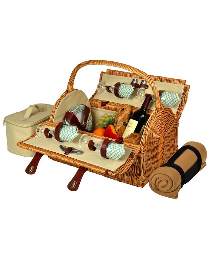 Picnic At Ascot Yorkshire Willow Picnic Basket with Service for 4 with
