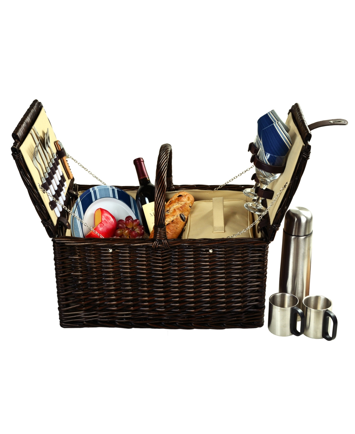 Surrey Willow Picnic Basket with Coffee Set -Service for 2 - Orange