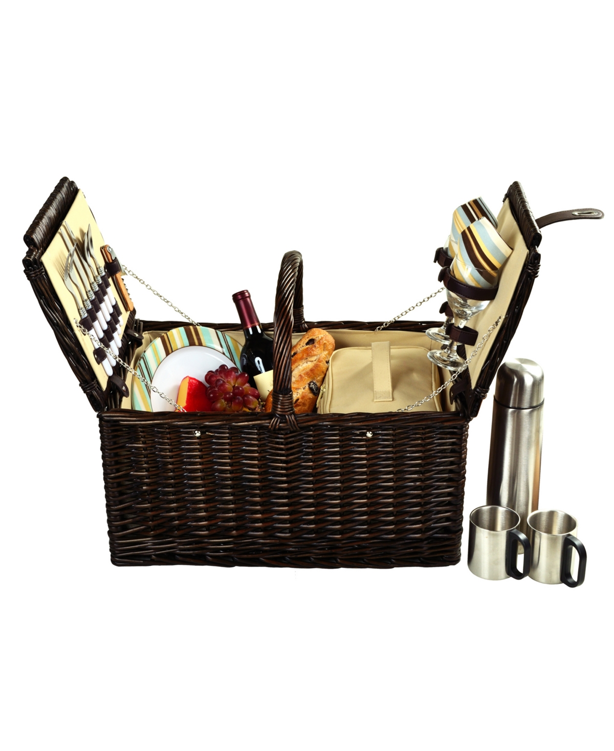 Surrey Willow Picnic Basket with Coffee Set -Service for 2 - Orange