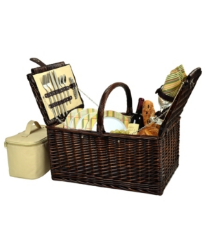 Picnic At Ascot Buckingham Willow Picnic Basket With Service For 4 In Olive