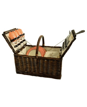 Picnic At Ascot Buckingham Willow Picnic Basket With Service For 4 In Orange