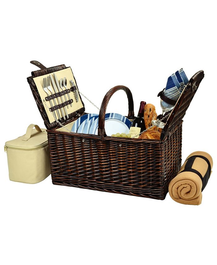 Picnic At Ascot Buckingham Willow Picnic Basket with Blanket Service