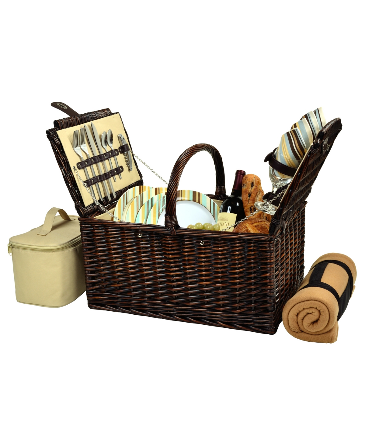 Buckingham Willow Picnic Basket with Blanket - Service for 4 - Orange