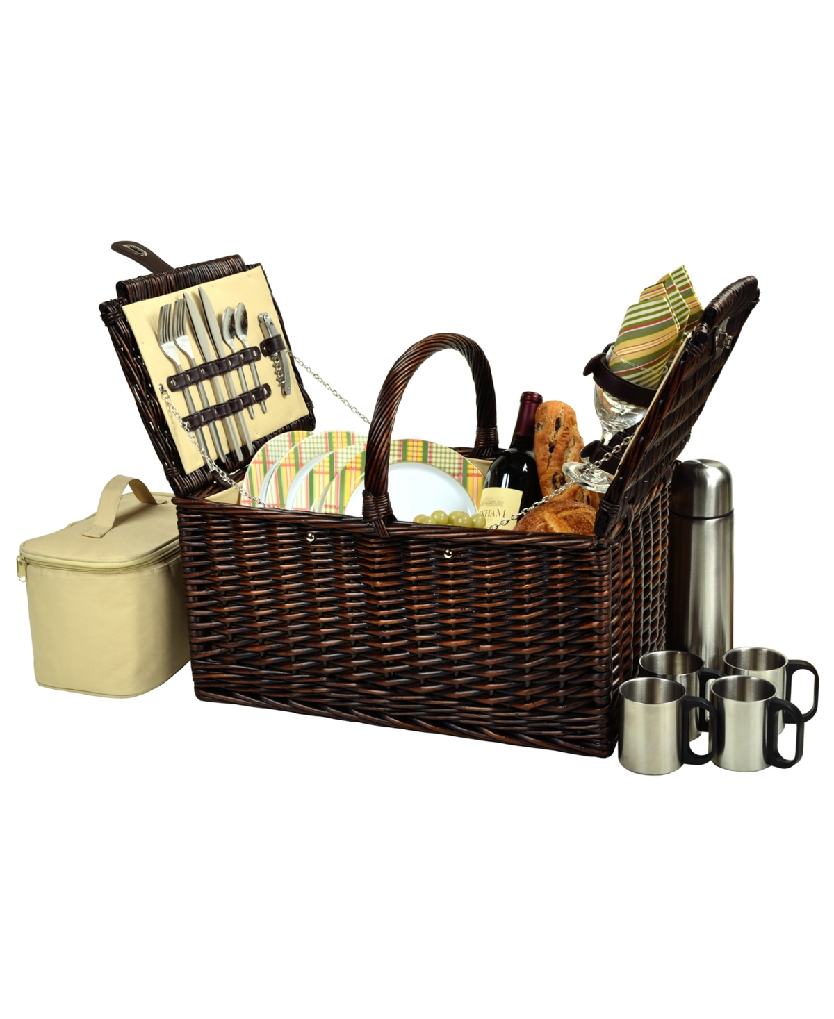 Buckingham Willow Picnic Basket with Coffee Set - Service for 2 - Orange