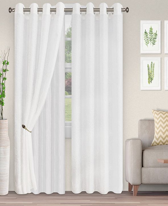 Superior Lightweight Foliage Semi-Sheer Curtain Panels, (2), 52