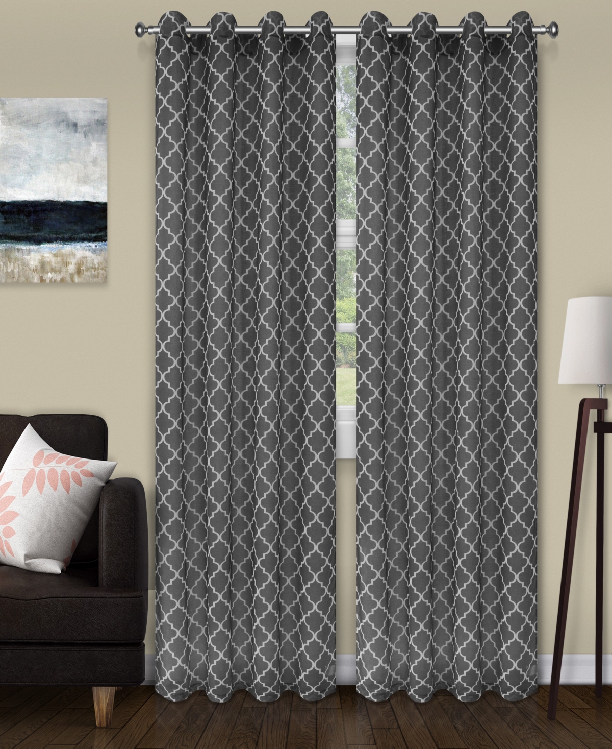 Superior Lightweight Trellis Sheer Curtain Panels, (2), 52
