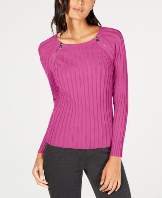 INC International Concepts - Zipper-Detail Raglan Sleeve Sweater