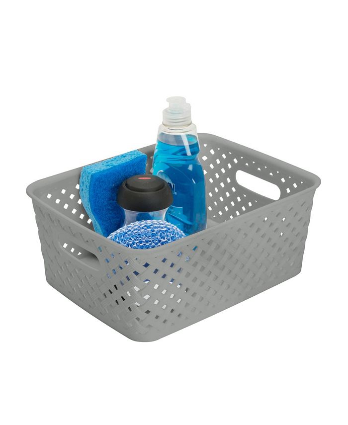 Simplify Small Resin Wicker Storage Bin in Gray Macy's