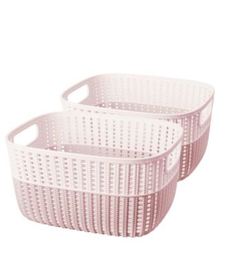 2 Pack 2-Tone Decorative Small Storage Basket 