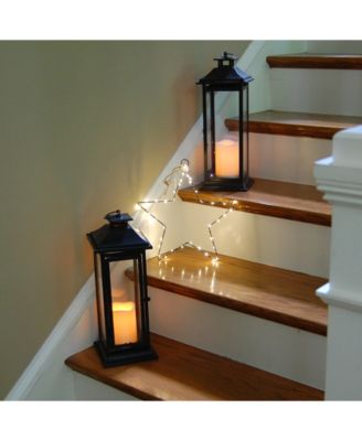 Lumabase Set of 2 Star Motif with Mini LED String Lights