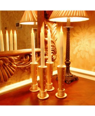 Lumabase Set of 4 Flickering Amber Taper Candles