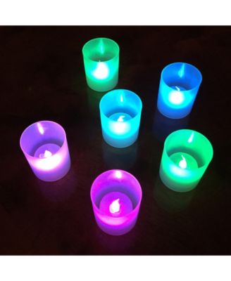 Lumabase Set of 6 Flickering Color Changing LED Lights in Frosted Votive Holders Cups