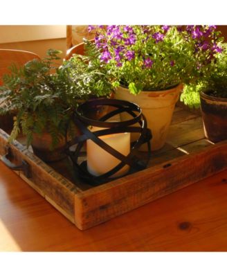 Lumabase Warm Black Banded Metal Lantern with LED Candle