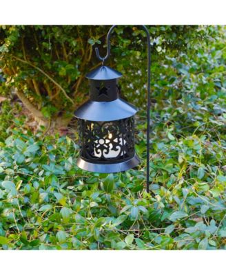 Lumabase Set of 2 Black Metal Lantern Candle Holder and 30" Shepherd's Hook